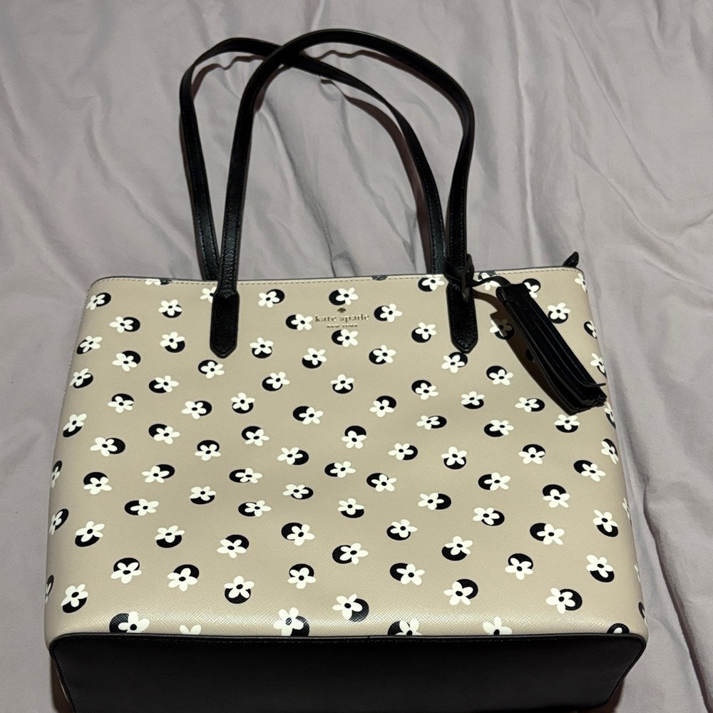 Kate Spade Floral Black and Cream Tote